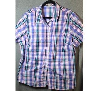 Woman Within Button Up Down Front Shirt Womens Plus Size 1X 22W 24W 22 24 W Top